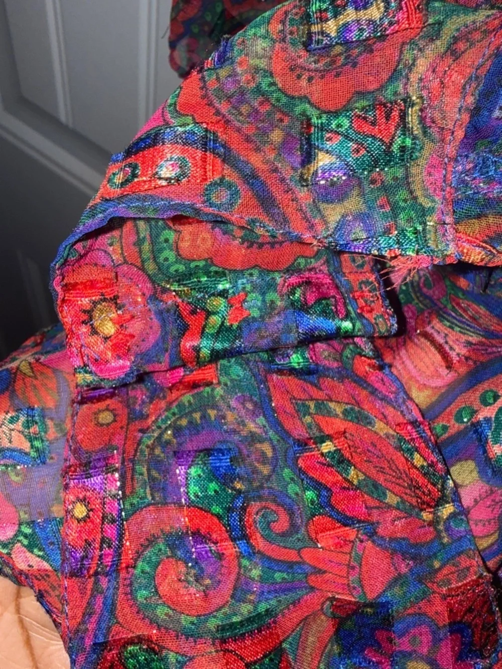 Victoria's Secret Sheer Paisley Teddy Red-Multicolor Print Vintage Sz Med - Picture 13 of 15